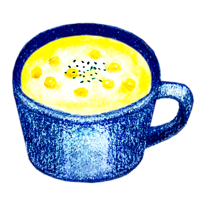 コーンスープのイラスト 飲食店専門手描きイラスト そらまめ堂